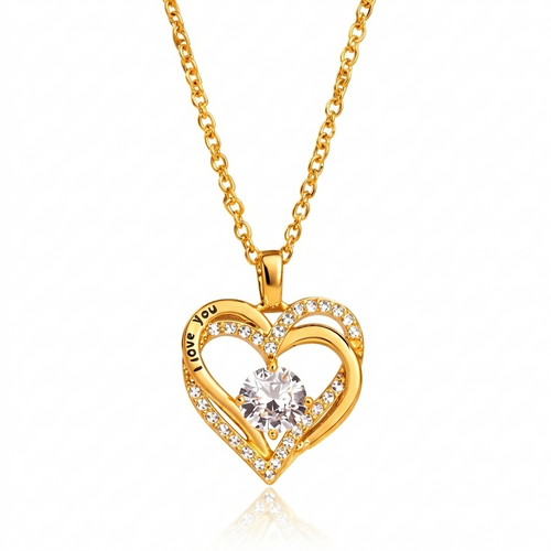 Collier Cœur Double aux Cristaux Étincelants