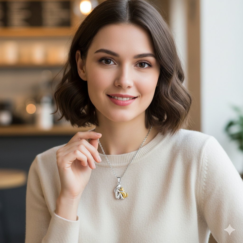 Collier & Boucles d'Oreilles Maman Chat