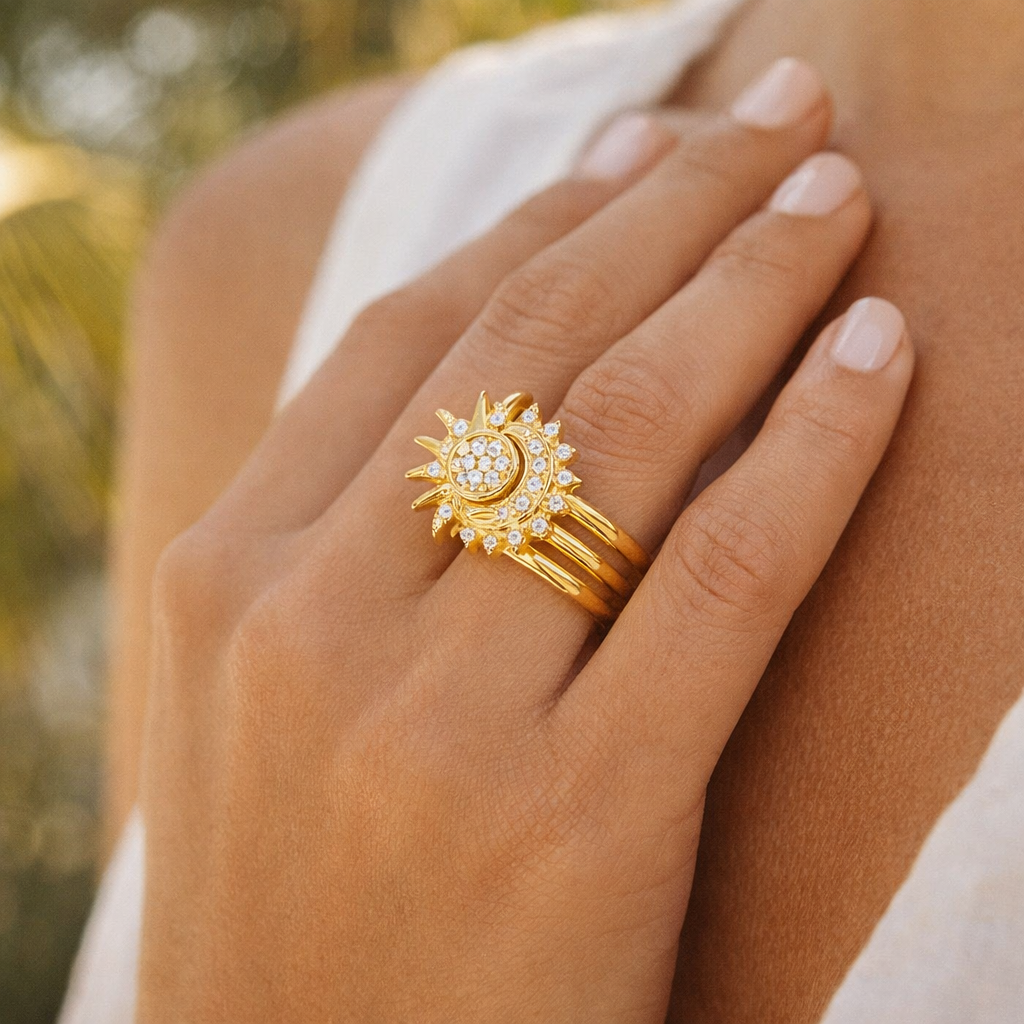 Bague Soleil Lune Délicate