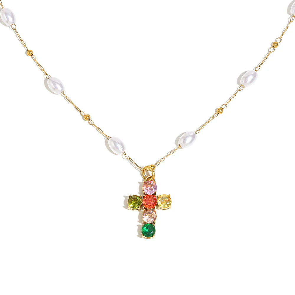 Collier Croix Zircon