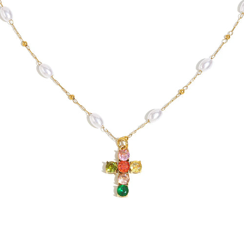 Collier Croix Zircon