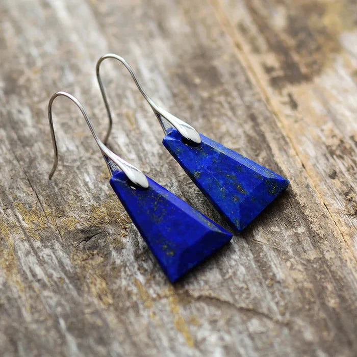 Boucles d’oreilles trapèze en lapis-lazuli