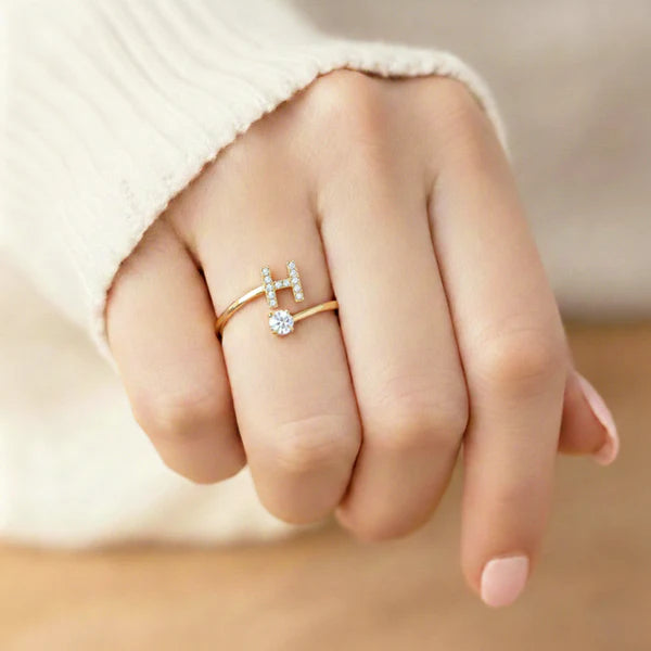 Bague Initiale Ajustable Minimaliste