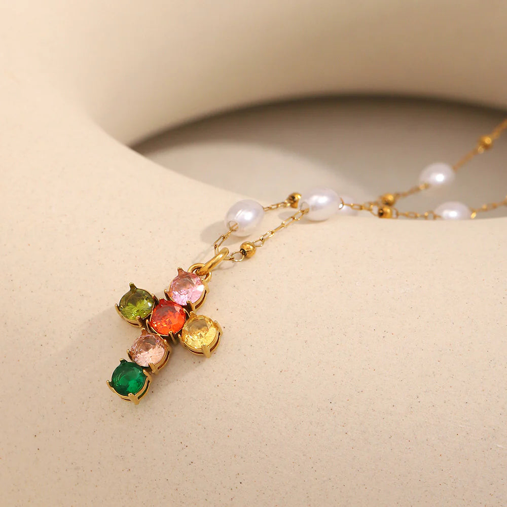 Collier Croix Zircon