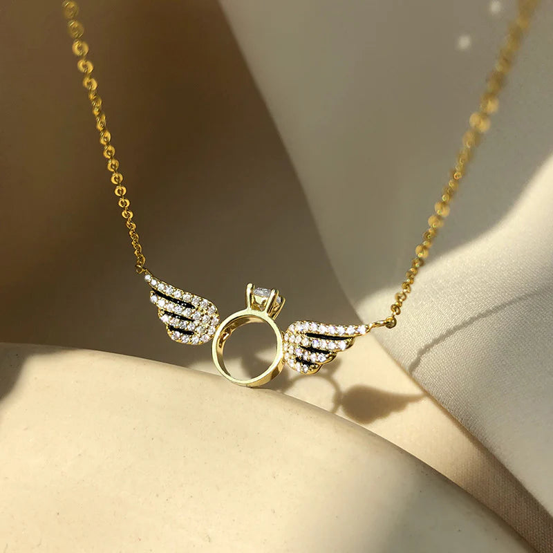 Bague et collier ailes d'ange