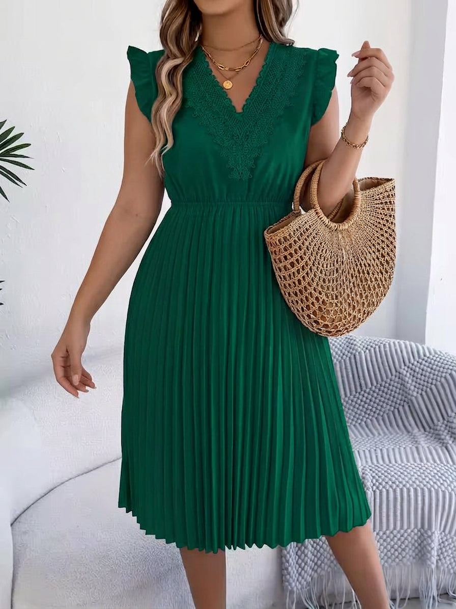 Briony – Robe Maxi Décontractée à Col V avec Détails en Dentelle