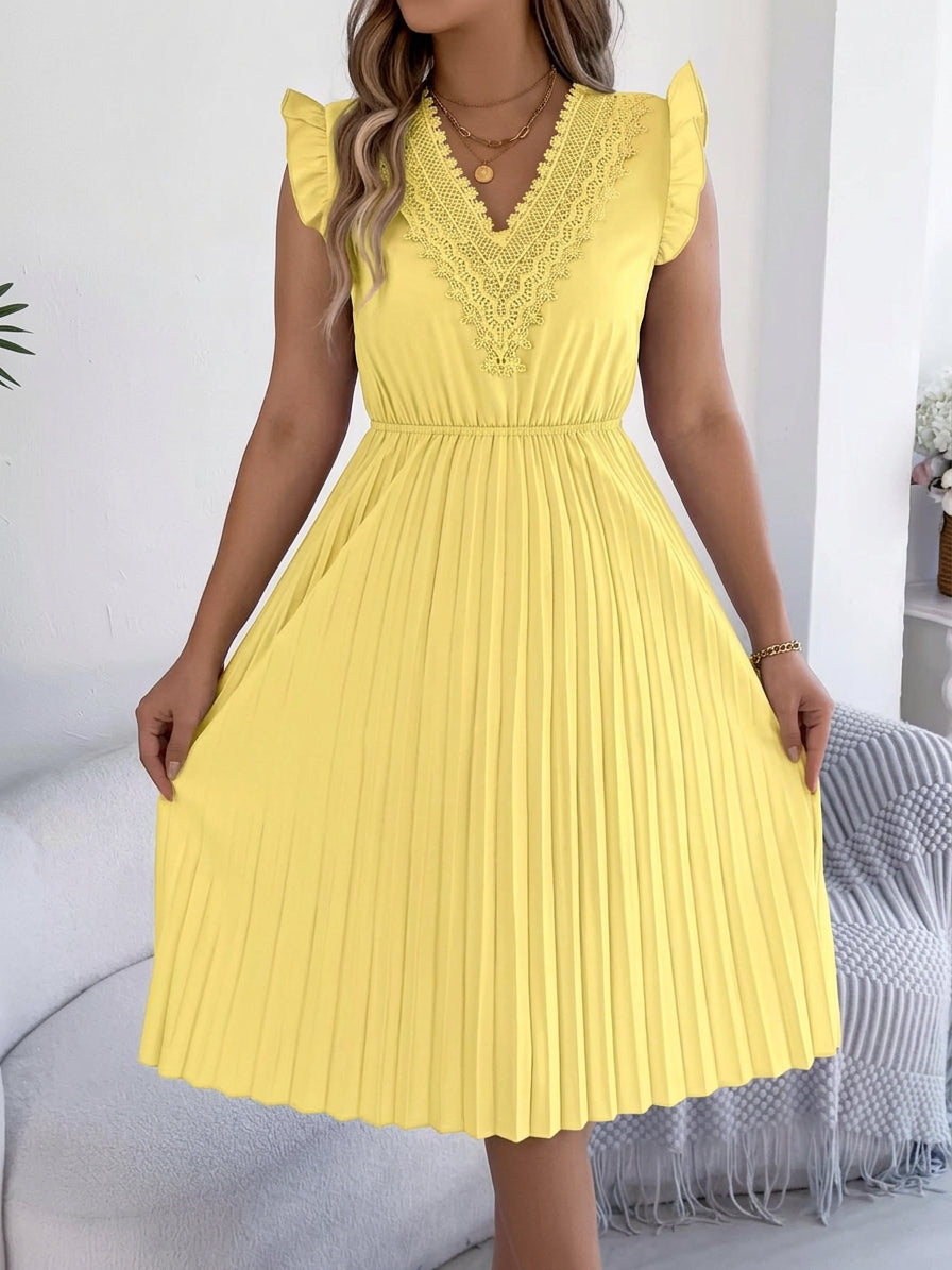 Briony – Robe Maxi Décontractée à Col V avec Détails en Dentelle