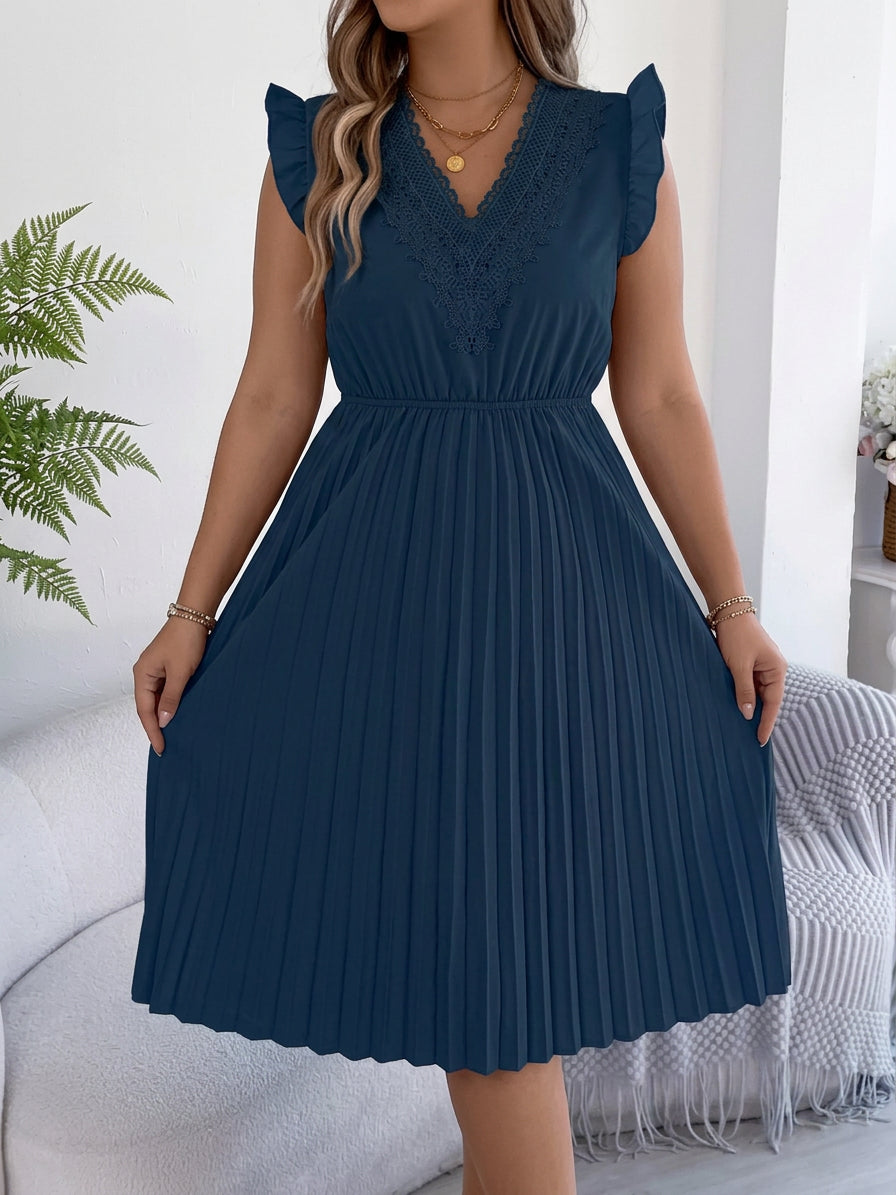 Briony – Robe Maxi Décontractée à Col V avec Détails en Dentelle