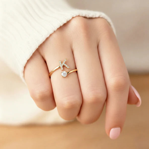 Bague Initiale Ajustable Minimaliste