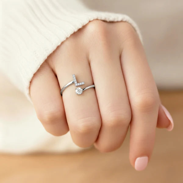 Bague Initiale Ajustable Minimaliste
