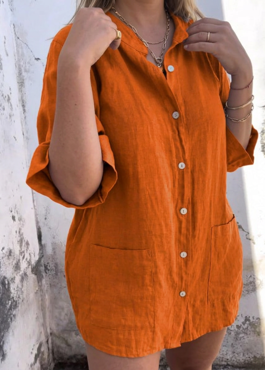 Nessa | Robe Midi Chemise en Lin pour Femme
