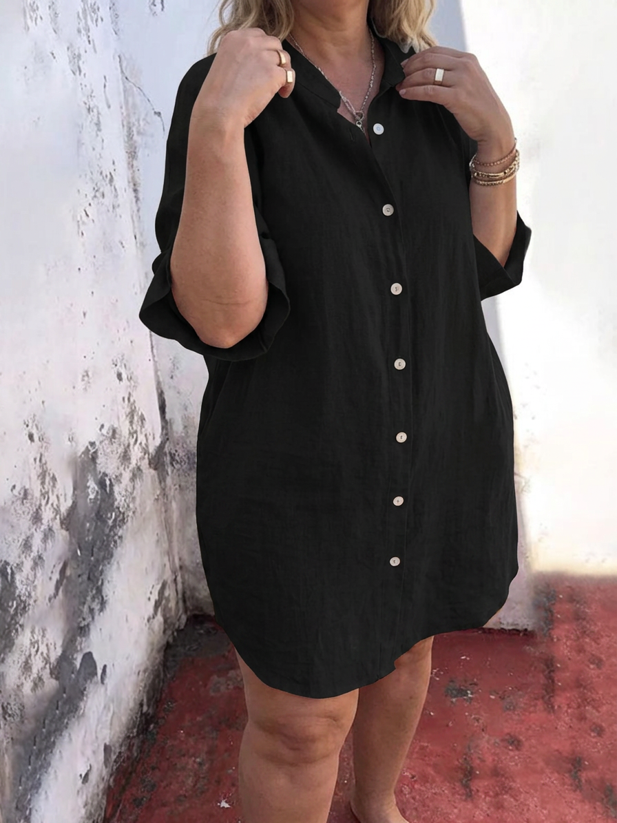 Nessa | Robe Midi Chemise en Lin pour Femme
