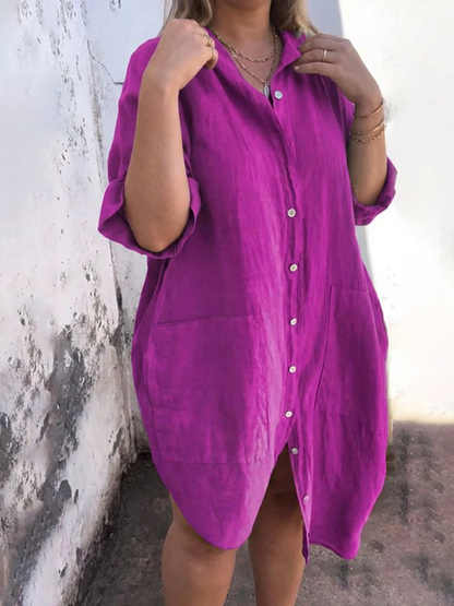 Nessa | Robe Midi Chemise en Lin pour Femme