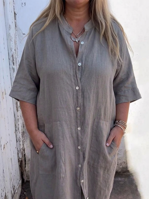 Nessa | Robe Midi Chemise en Lin pour Femme