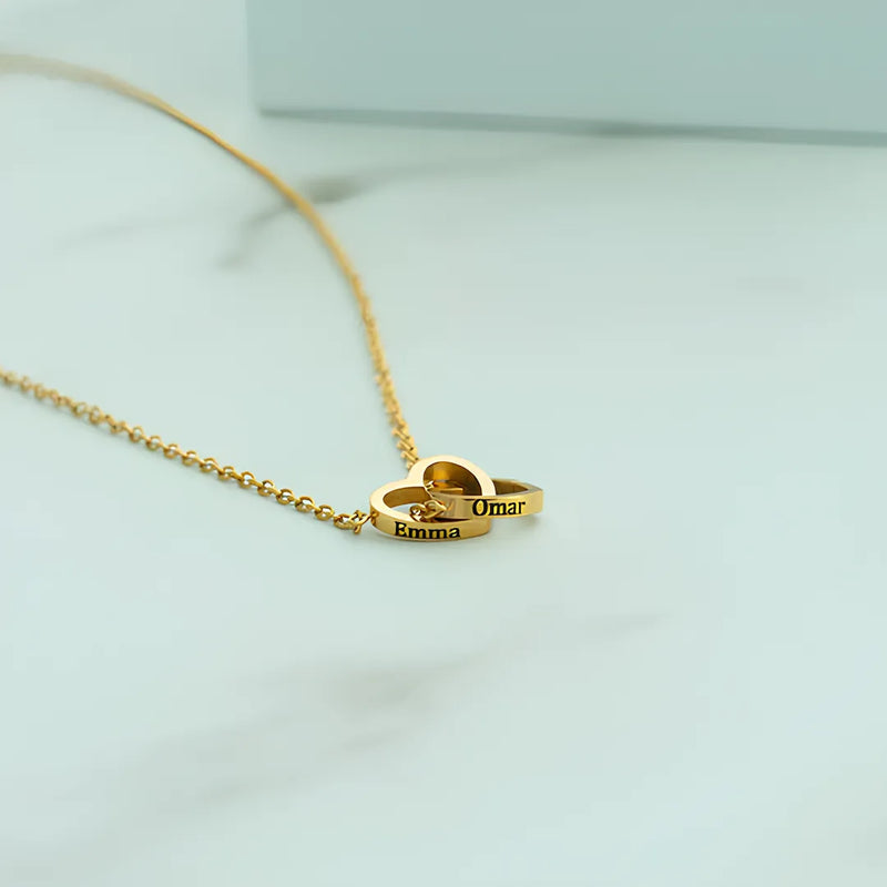 Collier Double Cœur avec Rose Éternelle