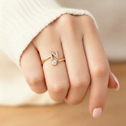 Bague Initiale Ajustable Minimaliste