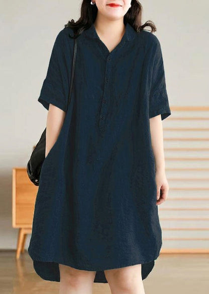 Sabine - Robe Chemise en Lin Vert Jade pour Femmes
