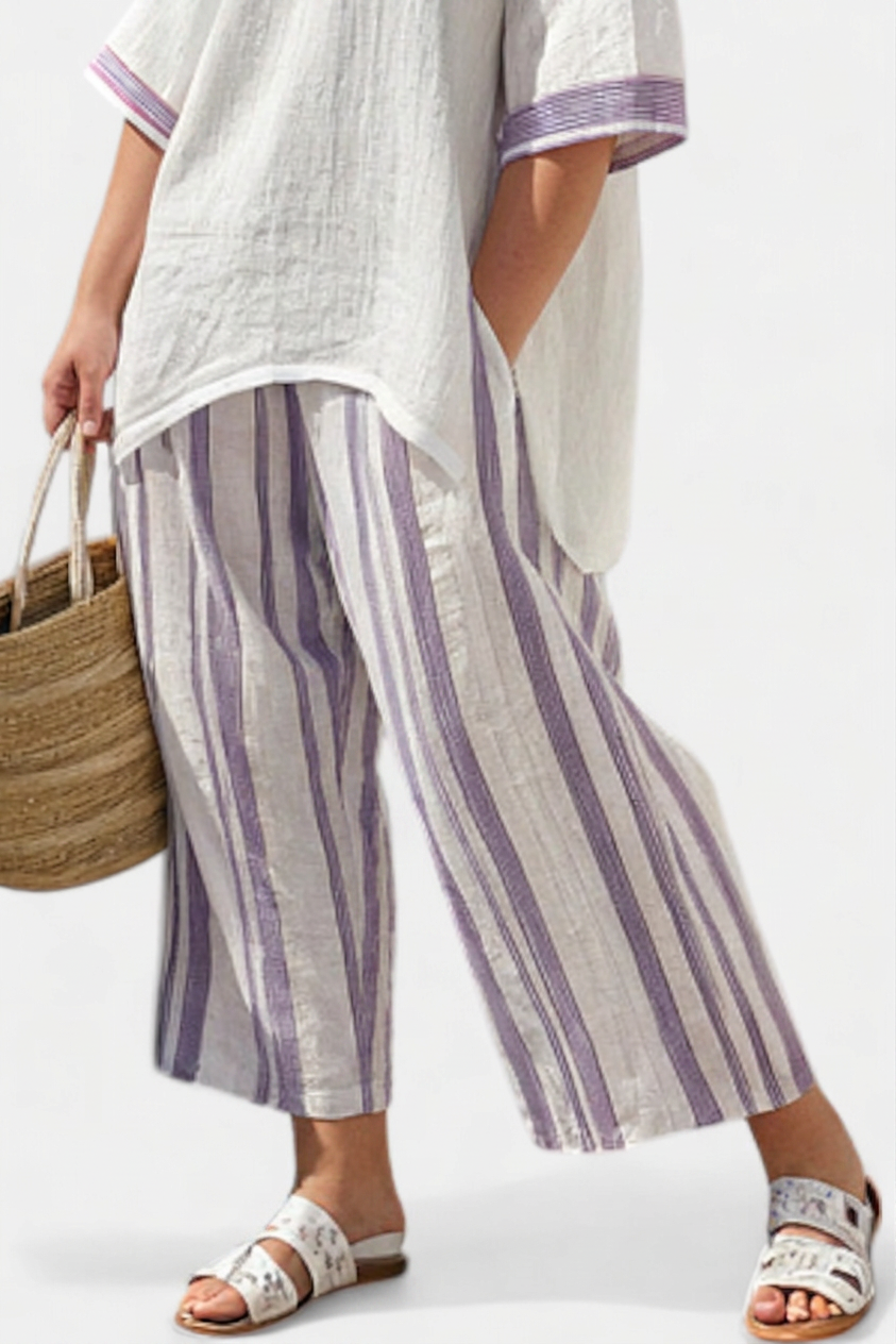 Anouk — T-Shirt Confortable & Pantalon Rayé en Bambou