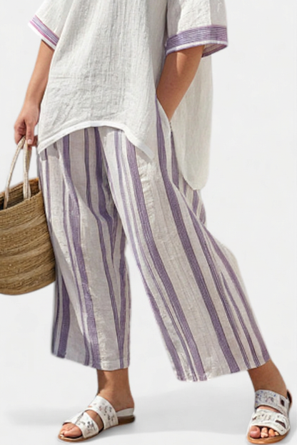 Anouk — T-Shirt Confortable & Pantalon Rayé en Bambou