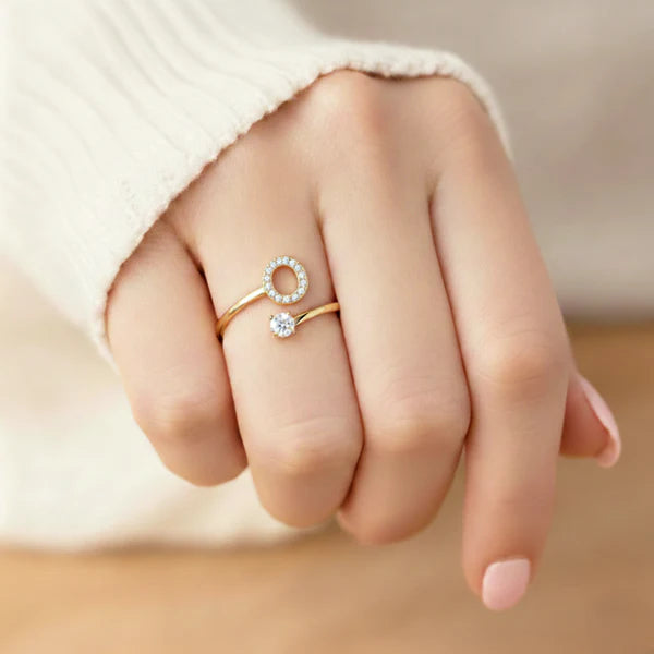 Bague Initiale Ajustable Minimaliste