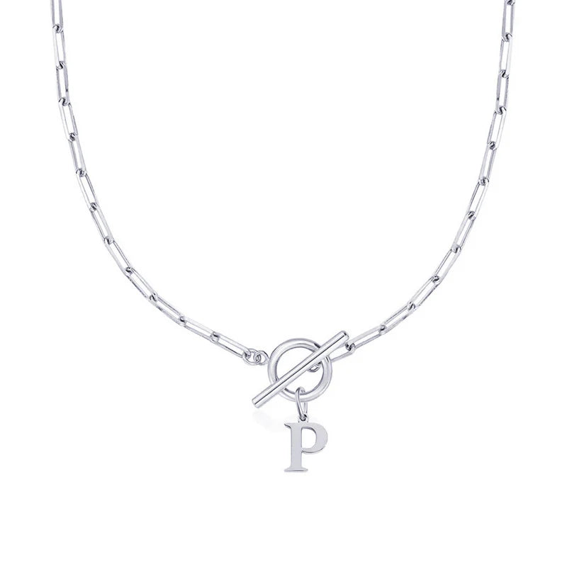 Collier Initiale Maille Trombone