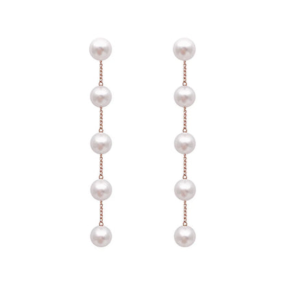 Boucles Pendantes à Perles Blanches