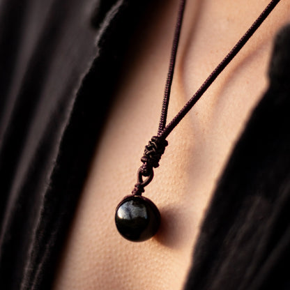 Pendentif "Sphère" en Obsidienne Dorée naturelle