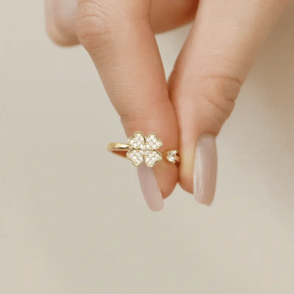Bague Trèfle Pavé Ajustable