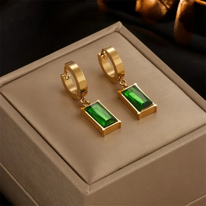 Parure Collier et Boucles d’Oreilles Pierre Verte