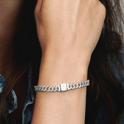 Bracelet Maille Cubaine Pavée Pandora