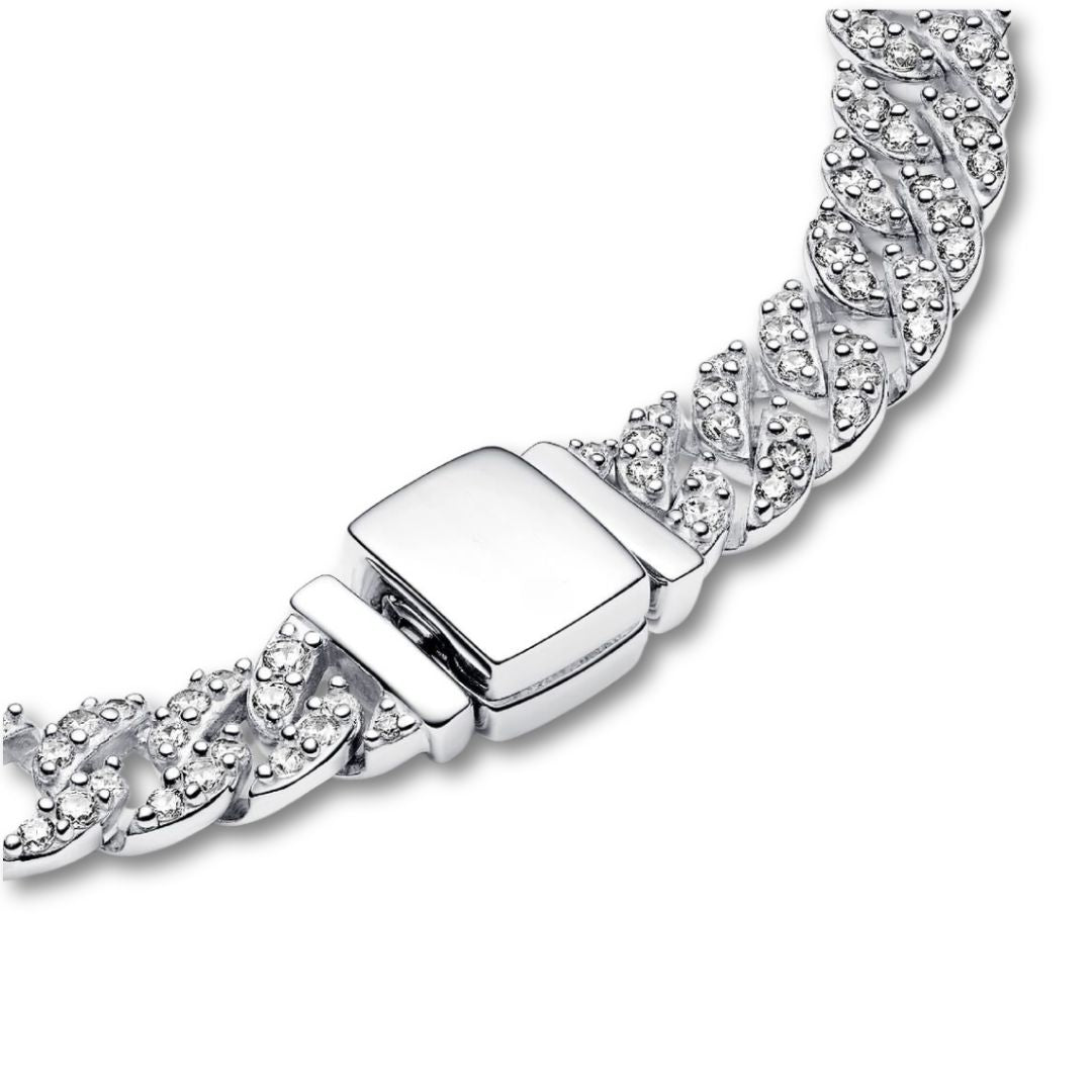 Bracelet Maille Cubaine Pavée Pandora