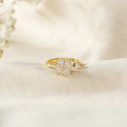 Bague Trèfle Pavé Ajustable