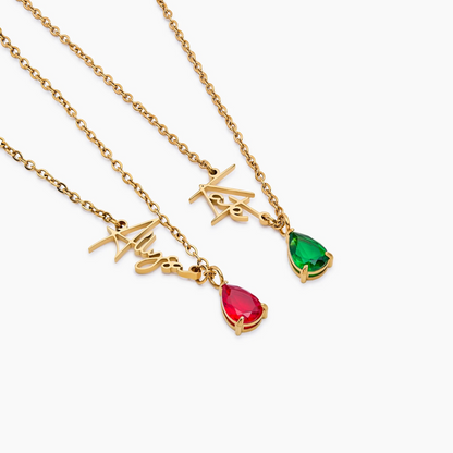 Collier Personnalisé Prénom & Pierre de Naissance