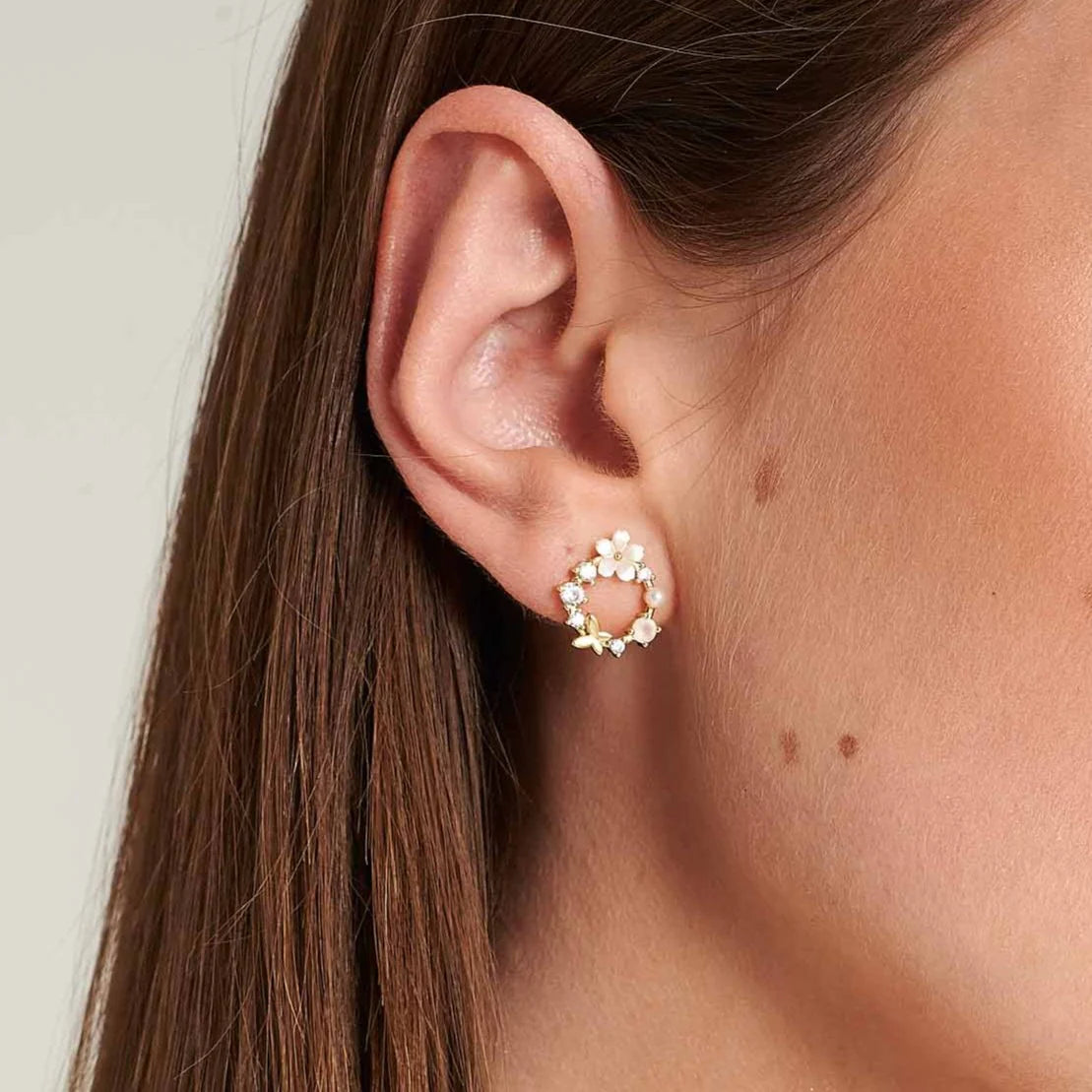Boucles d’oreilles fleur nacrée