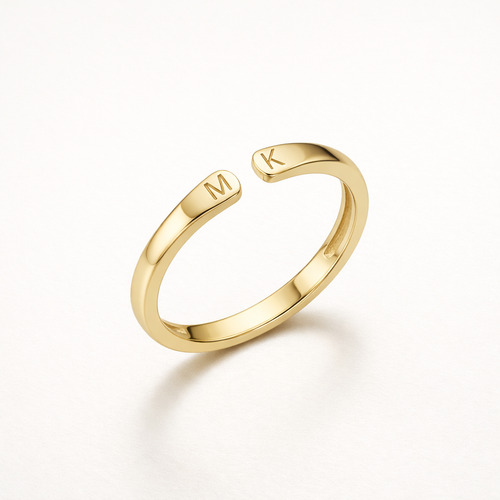 Bague Double Initiale Ajustable