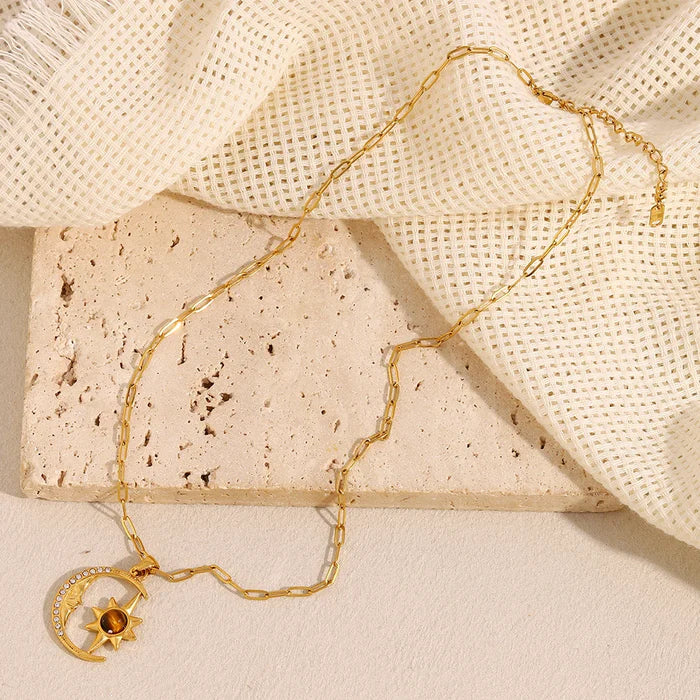 Collier Lune et Soleil Contrastés