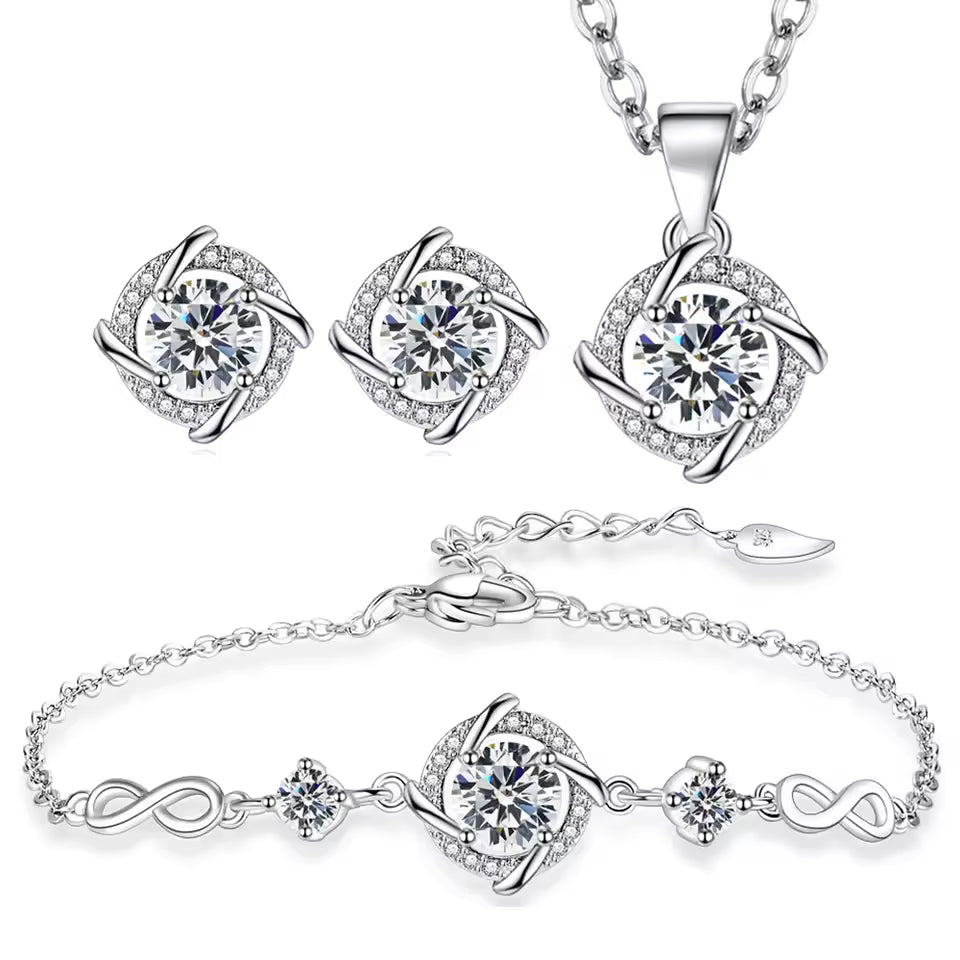 Ensemble de Collier,Boucle et Bracelet entrelacés