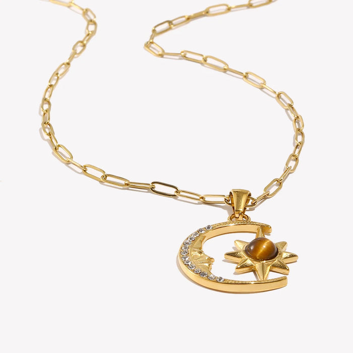 Collier Lune et Soleil Contrastés