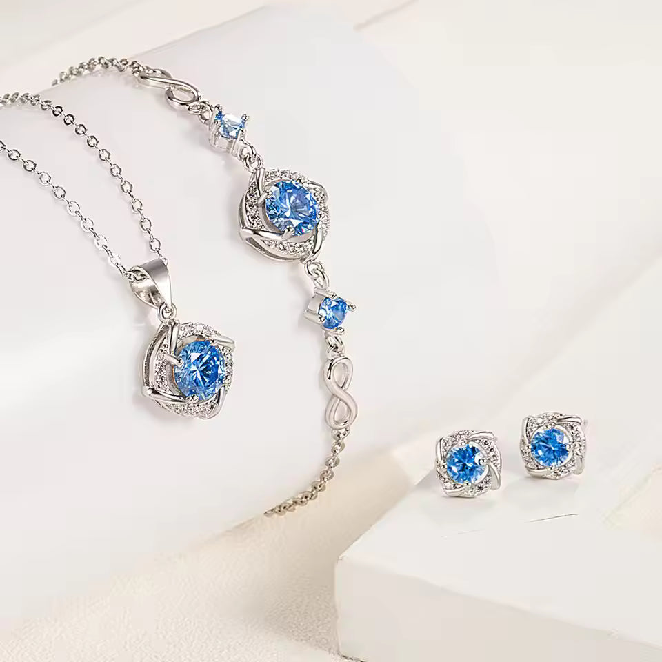 Ensemble de Collier,Boucle et Bracelet entrelacés