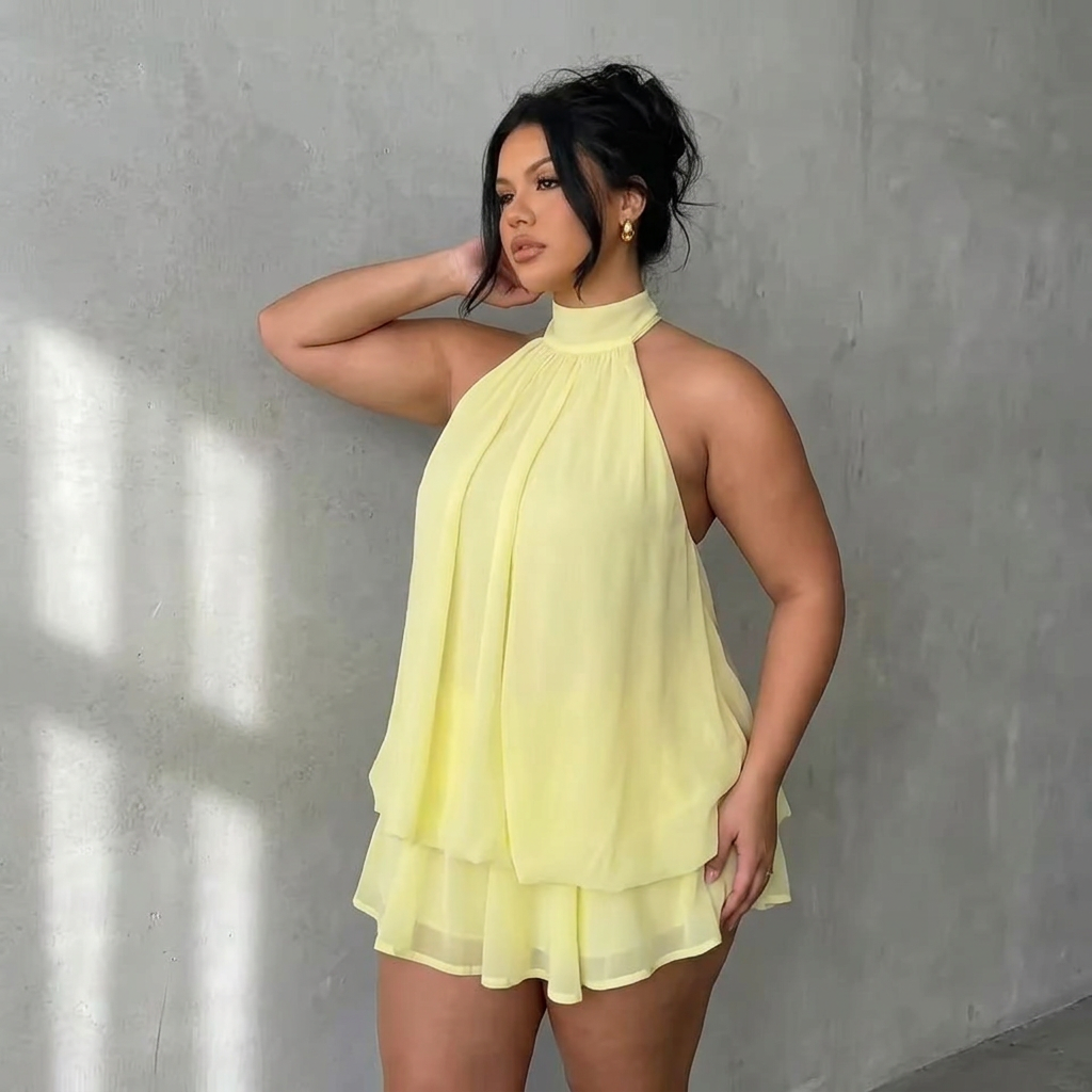 Estelle – Robe Mini Volante Sans Dos