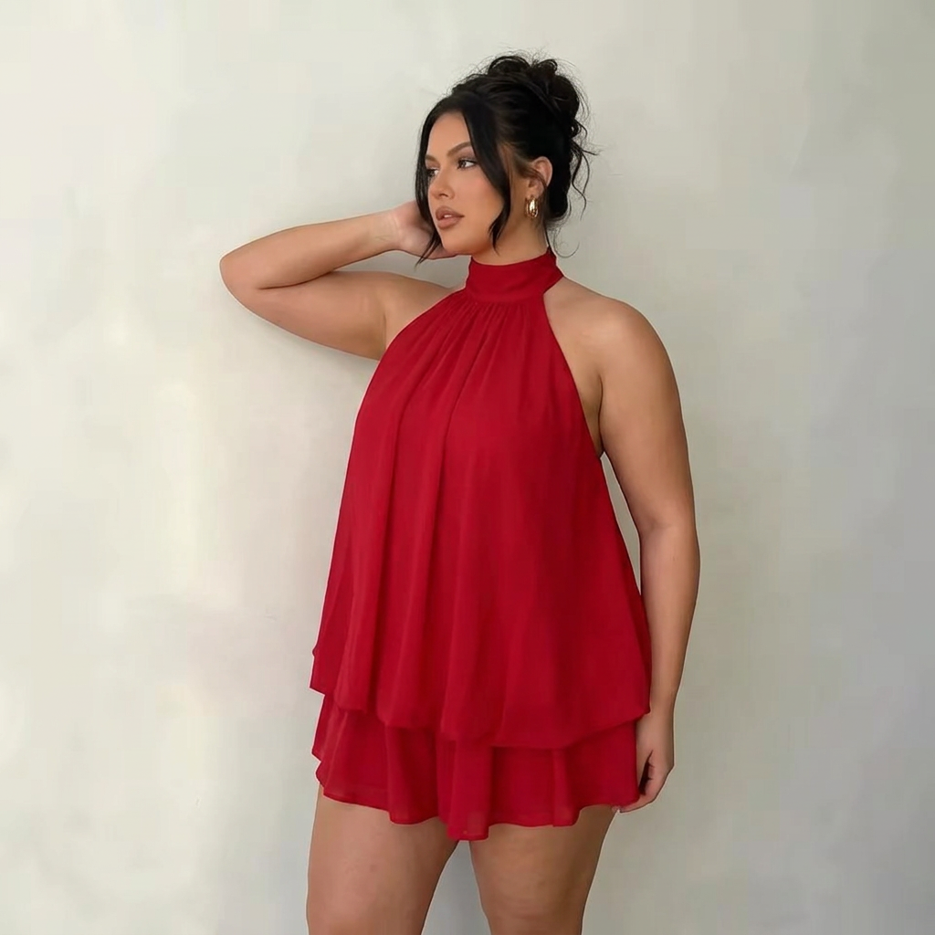 Estelle – Robe Mini Volante Sans Dos