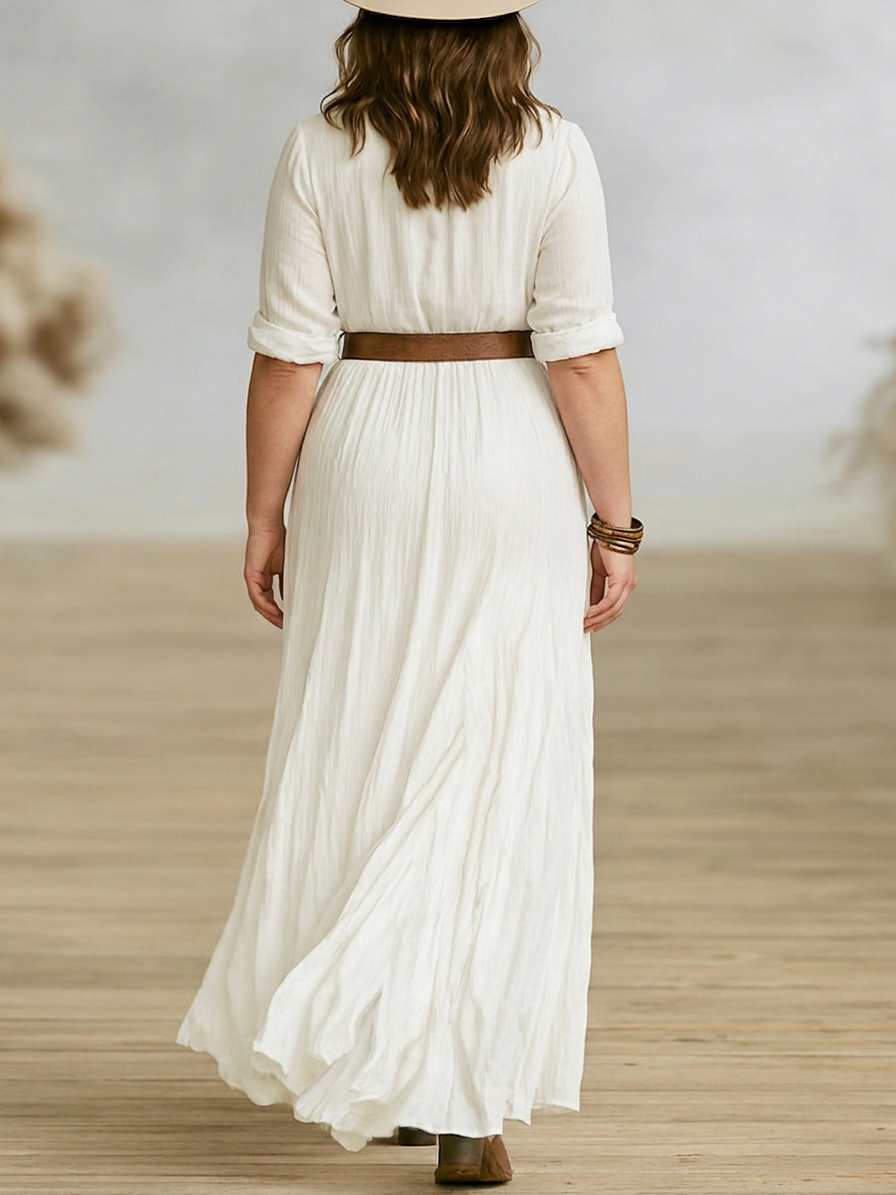 Juno | Robe Maxi Boutonnée en Coton Gaze pour Femmes Boho