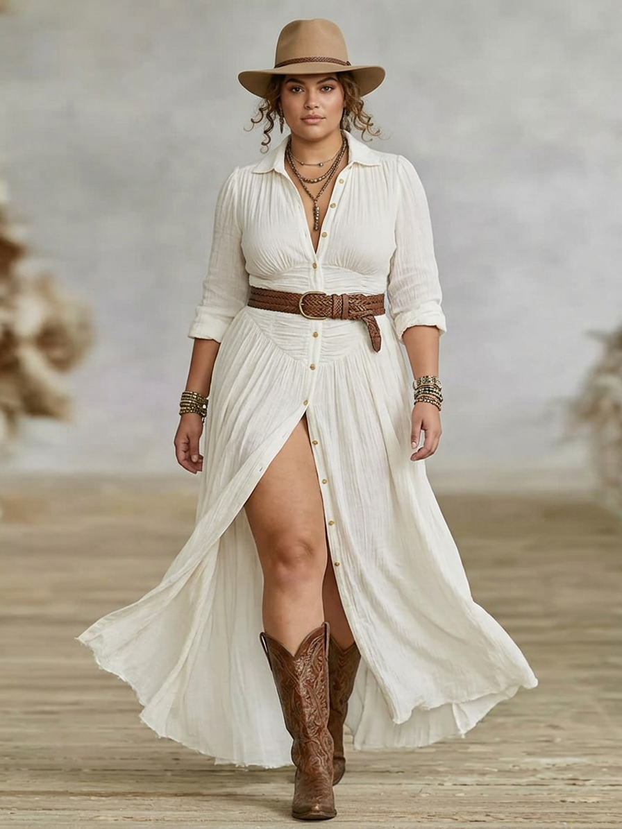 Juno | Robe Maxi Boutonnée en Coton Gaze pour Femmes Boho