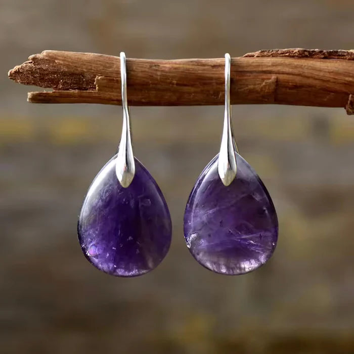 Boucles d’Oreilles Améthyste Goutte