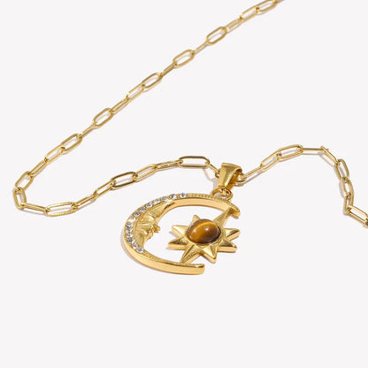 Collier Lune et Soleil Contrastés