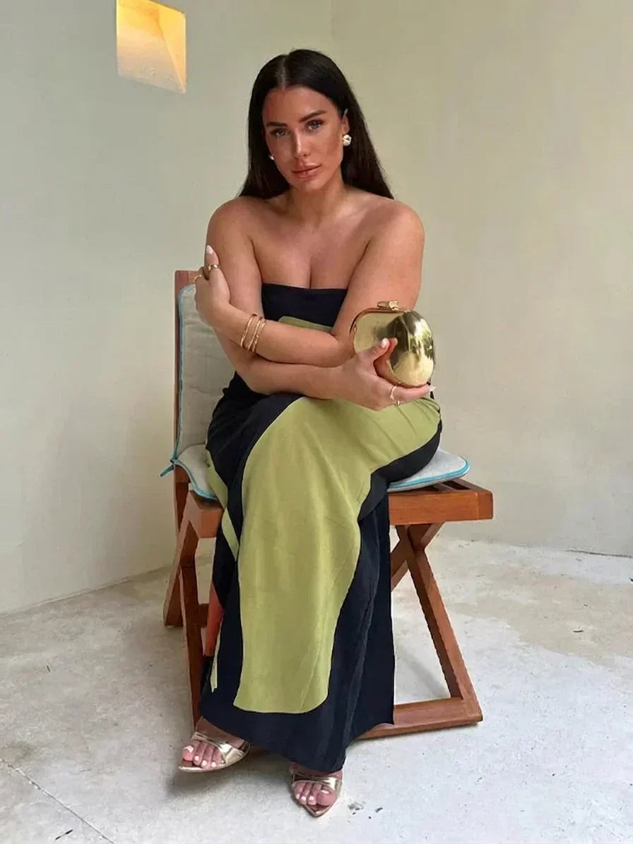 Zinnia - Robe Maxi Sans Bretelles Abstraite