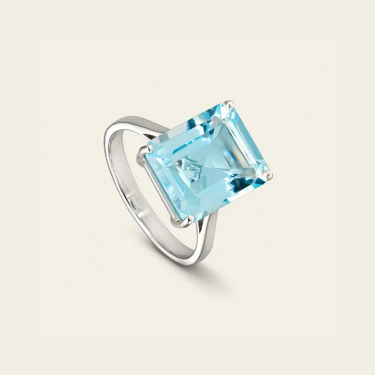 Bague Carrée Bleu Clair