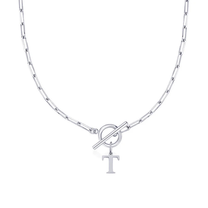 Collier Initiale Maille Trombone
