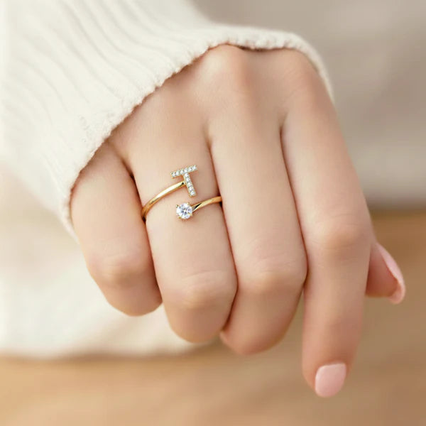 Bague Initiale Ajustable Minimaliste