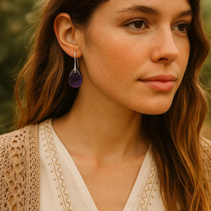 Boucles d’Oreilles Améthyste Goutte